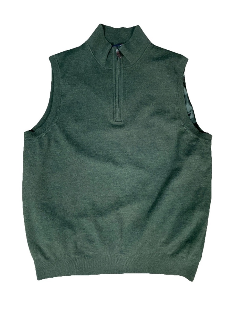 Fairway Greene Baruffa Merino Wool Sweater Vest Mens XL Green Quarter Zip Lined